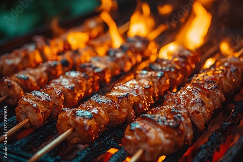 BBQ skewers on the grill, Mid-Autumn Festival.