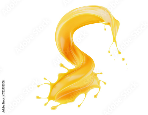 abstract orange splash isolated on a white background. 3d render