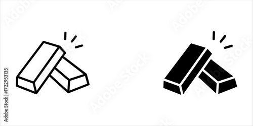 gold bar icon vector or simple gold bar icon isolated on white background. The black gold bar icon set is suitable for jewelery symbol or precious metal icon on mobile apps, or gold jewelery related.