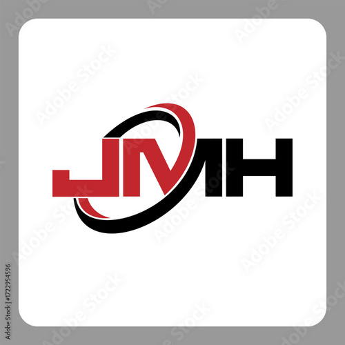 jmh logo. jmh letter. jmh letter logo design. Initials jmh logo linked with circle and uppercase monogram logo. Modern Red and Black Initials Logo for Corporate, jmh typography for technology,