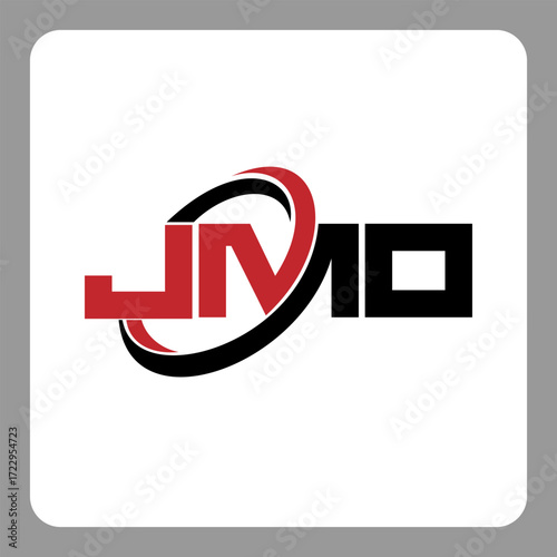 jmo logo. jmo letter. jmo letter logo design. Initials jmo logo linked with circle and uppercase monogram logo. Modern Red and Black Initials Logo for Corporate, jmo typography for technology,