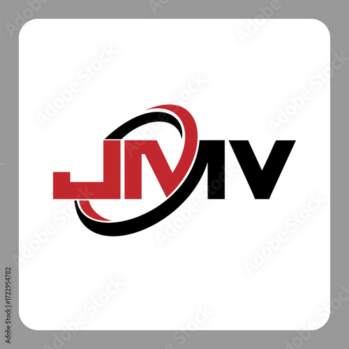 jmv logo. jmv letter. jmv letter logo design. Initials jmv logo linked with circle and uppercase monogram logo. Modern Red and Black Initials Logo for Corporate, jmv typography for technology,