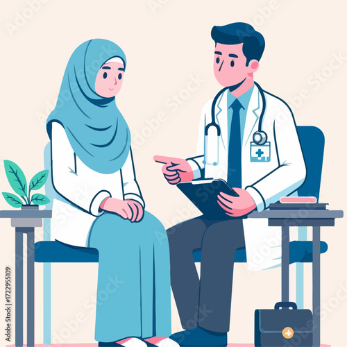 vector illustration of patient consultation with doctor