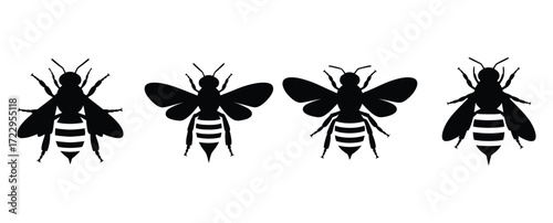 WebBuzzing bee silhouettes perfect for creating eye-catching logos, branding, or crafting projects, adding a touch of nature to eco-friendly designs, these insect icons are perfect for spring