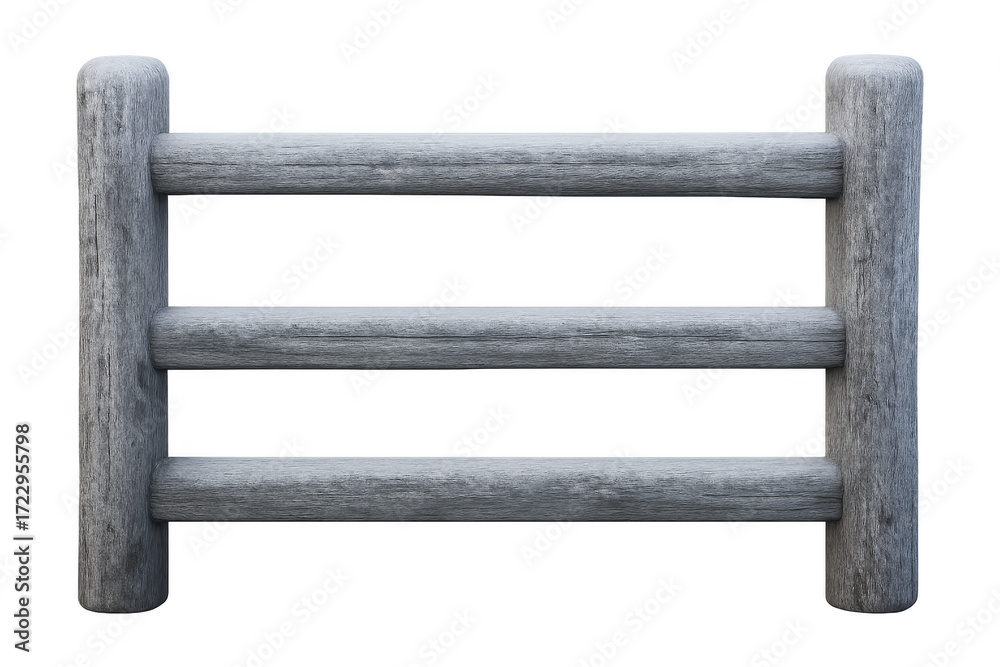 Obraz premium Weathered wood fence railing boundary on transparent background