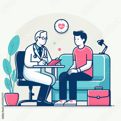 vector illustration of patient consultation with doctor