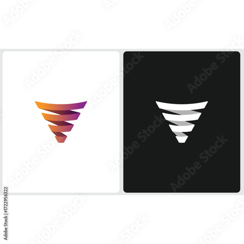 Abstract twister logo forming letter V