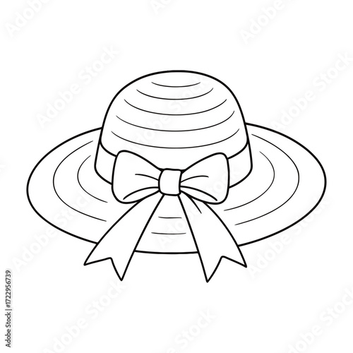Elegant sun hat with bow, ready for coloring and creative designs in fashion and summer projects