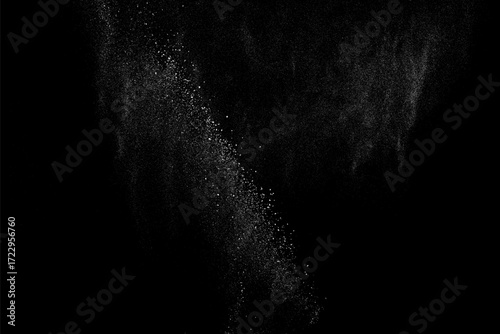 Distressed white grainy texture. Dust overlay textured. Grain noise particles. Snow effects pack. Rusted black background. Vector illustration, EPS 10. 