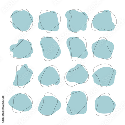 Blue Blob Illustration Pack. Collection of cool blue vector blobs with soft lines and outlined edges. Great for abstract compositions, modern branding, and soft design accents.