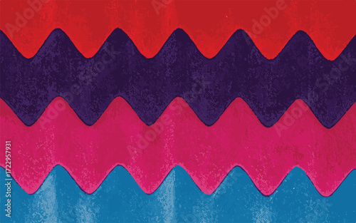 Abstract Wavy Horizontal Stripes in Red Purple Pink and Blue vector illustration