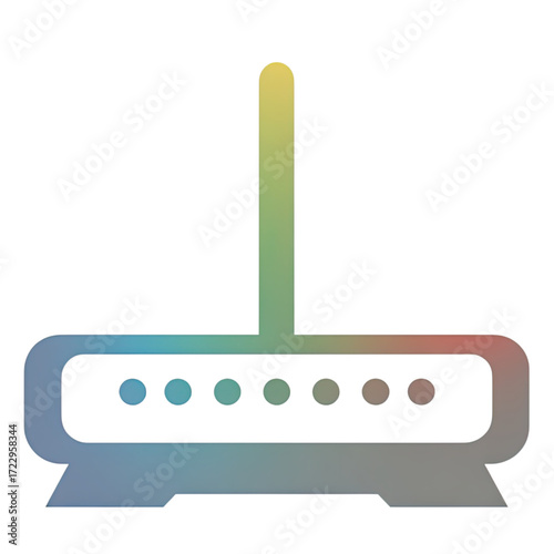 Colorful Gradient Flat Vector Icon of Wi-Fi Router with Antenna