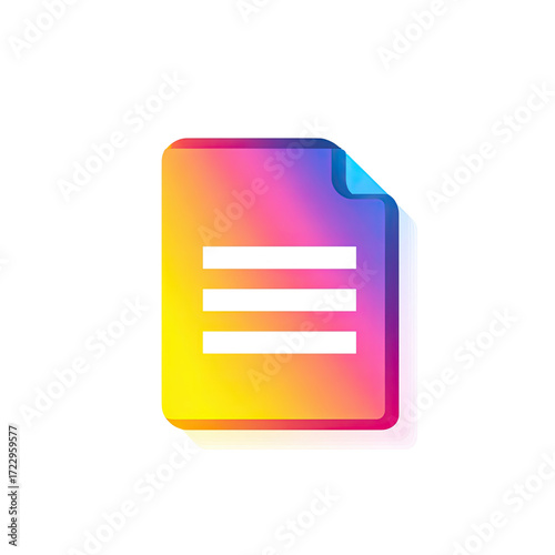 Abstract Gradient Document File Icon with Torn Effect and Text Lines