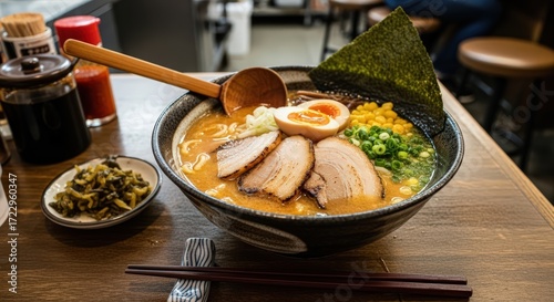 Misso ramen noodle with pork and egg