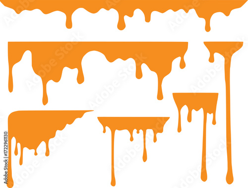 Orange Drips and Splatters: Abstract Liquid Design Elements