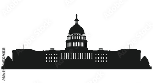 Detailed black silhouette of the united states capitol building silhouette