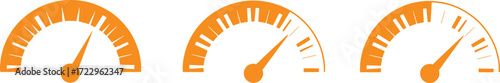 Three Orange Gauges Showing Different Levels of Measurement