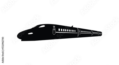 A sleek high speed train presented in a striking black silhouette