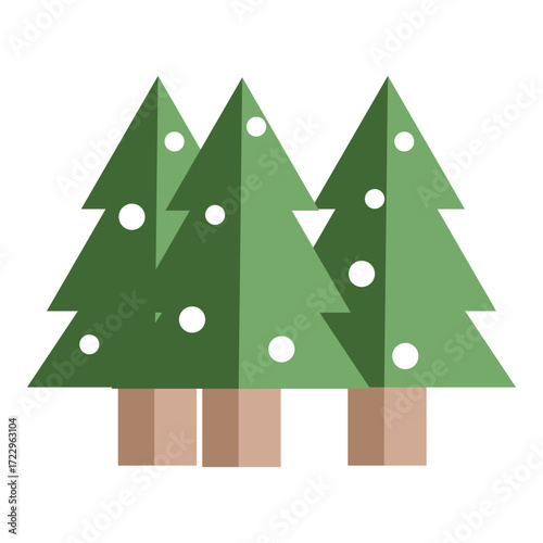 Snow covered fir trees winter forest illustration