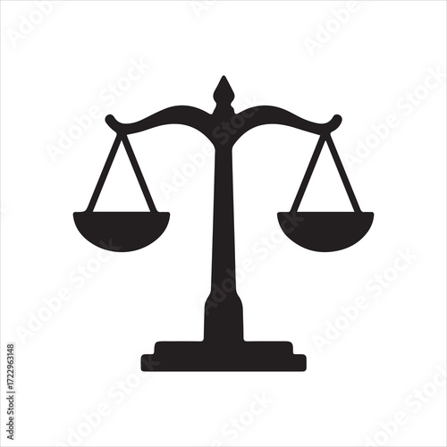Scales of Justice icon silhouette vector with white background
