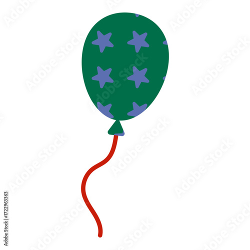 Green balloon with purple star pattern illustration