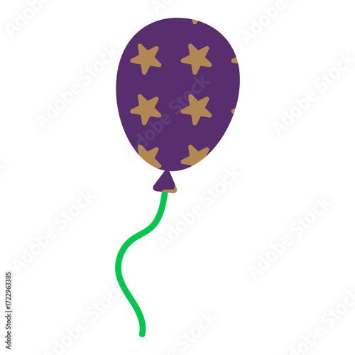 Purple balloon with gold star pattern illustration