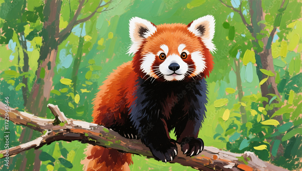 Fototapeta premium red panda eating bamboo