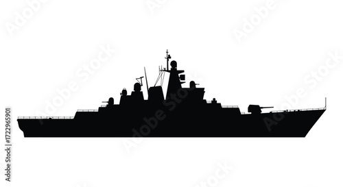 Detailed black ship outline against a white background a striking silhouette