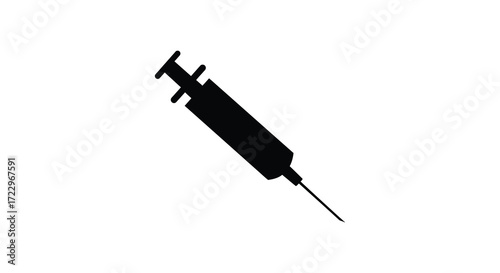 A stark black syringe against a white background a dramatic silhouette