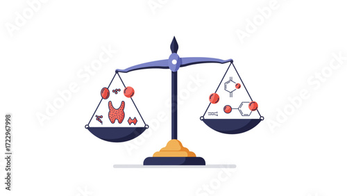 Advanced Hormonal Balance and Chemical Equilibrium: Detailed Illustration of Endocrine System and Molecular Interactions