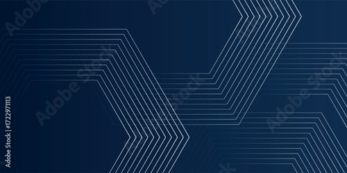 Dark blue hexagon abstract background with glowing arrow lines technology futuristic concept. vector illustration eps10