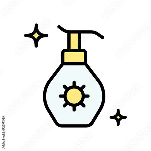 Sunblock, Sunscreen, Lotion, Summer Color Icon. Skin care sign, designed for web and app. Simple symbol for web design isolated on white background.