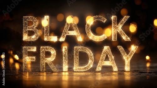 Black friday glittering golden text sales event