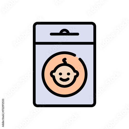Tissue box symbol. Baby wipe color icon. Wet wipes package color icon. Antibacterial wet wipes tissue illustration on white background.