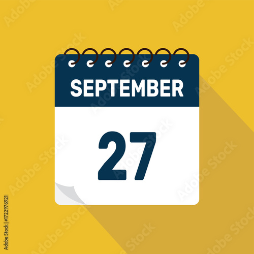 september 27 calendar icon vector illustration with design