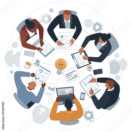 Team Collaboration in a Round Table Business Meeting
