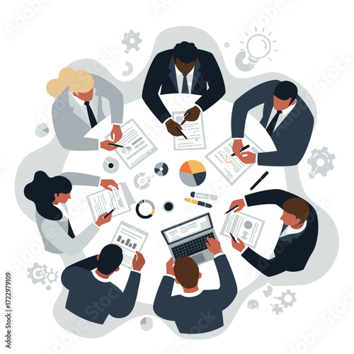 Team Collaboration in a Round Table Business Meeting
