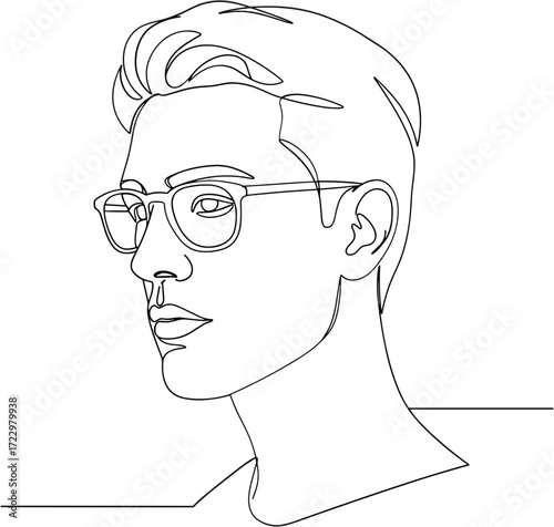 Minimalist line art portrait on white background