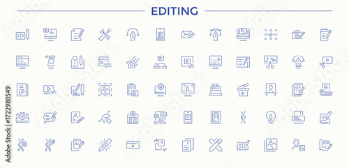 Editing icon set in linear style. Minimalist vector collections. Related to align, correct, writer, editor, edit, formatting. Signs for web and mobile app. Editor icon pack.