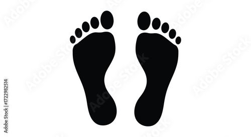 Black footprints on a white background simple design foot impressions silhouette