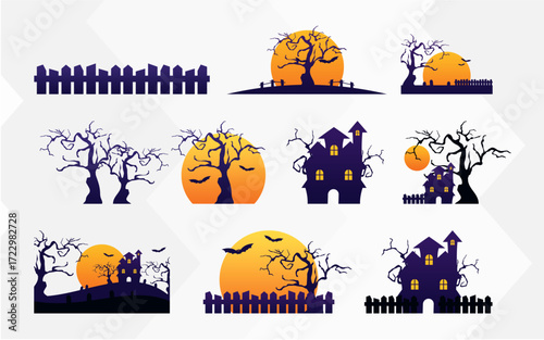 Halloween Vector Scene Collection