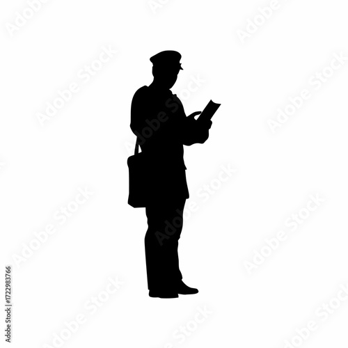 Parole officer silhouette reviewing probation documents with stamp