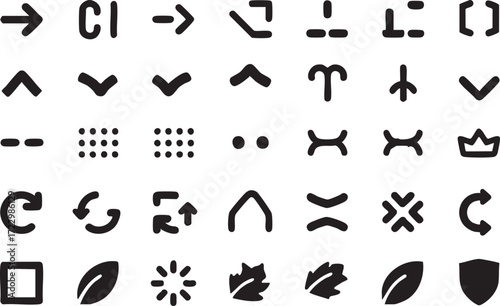 Vector icons set: arrows, symbols, shapes, and ui elements for design eps silhouette