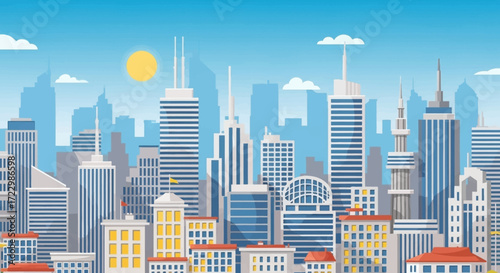 Modern Cityscape with Tall Buildings and Urban Architecture.
