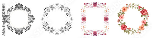 Floral Frame Collection - Watercolor Wreaths for Wedding Invitations