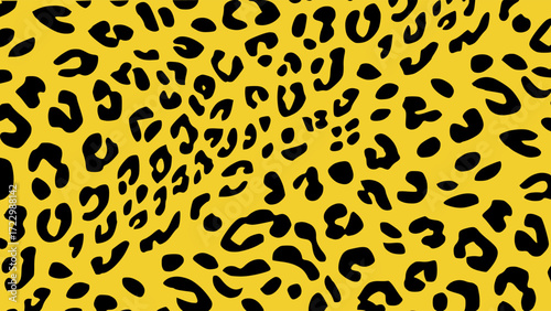 Yellow and black leopard skin texture. Animal print background. Luxury wallpaper.