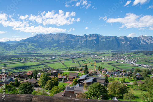 Panoramic view of Liechtenstein with mountains and valley landscape