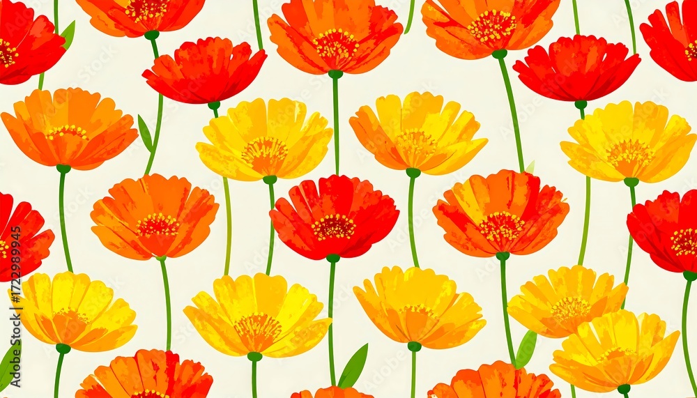 Obraz premium Floral poppy pattern on light background