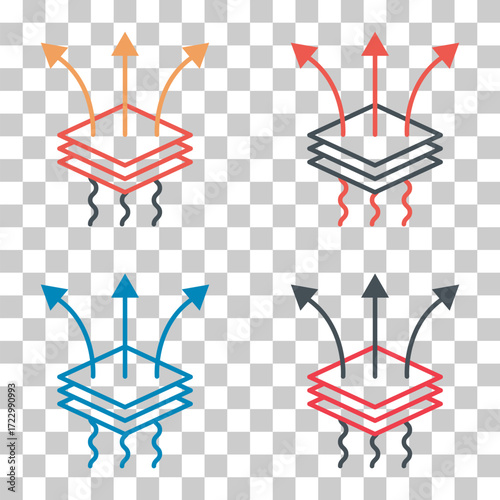Set of Breathable resistant icon, waterproof material protection sign, web vector illustration .
