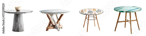 Collection of Stylish Side Tables on White Background